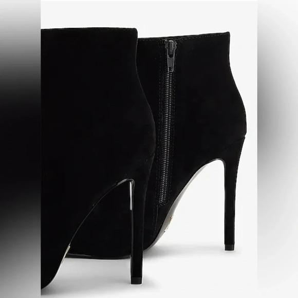 EXPRESS SUEDE THIN HEELED ANKLE BOOTIES SIDE ZIPPER POINTY TOE - Picture 2 of 8